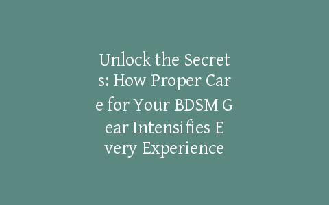 Unlock the Secrets: How Proper Care for Your BDSM Gear Intensifies Every Experience